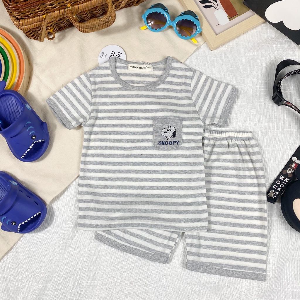 [Bé:8-27kg] Bộ Quần Áo Ngắn Tay Minky Mom Vải Cotton Mềm Cho Bé Trai, Bé Gái Size từ 80-150cm - Mã: TN-TR02.1