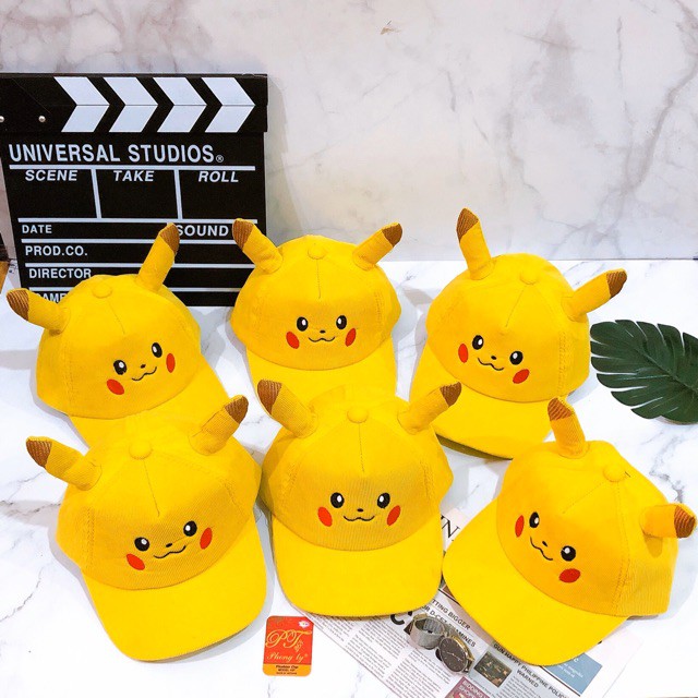 Mũ Nón kết Pikachu cho bé 2-6 tuổi, Vải Nhung Dày vòng đầu 47-52cm