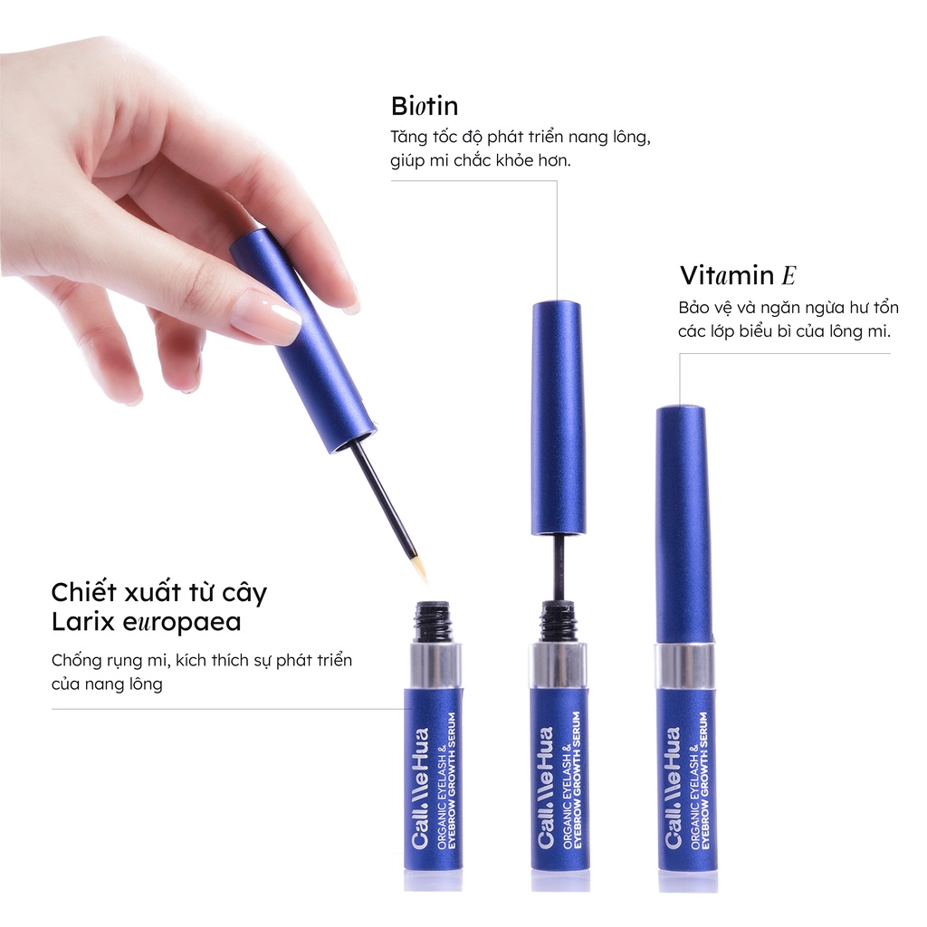 Serum Dưỡng Mi Giảm Rụng Giúp Mi Dày và Dài Organic Eyelash & Eyebrow Growth Serum CallMeHua 5ml/chai