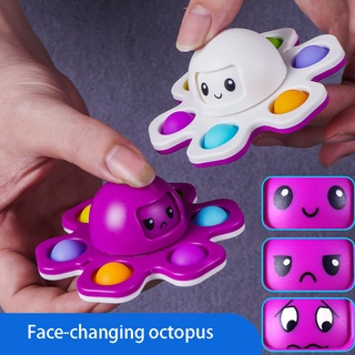 Pop It Fingertip Toys Flip Transform Face Octopus Con quay hồi chuyển đầu ngón tay Silicone Mở gói Đồ chơi giáo dục sáng tạo cho trẻ em Đồ chơi người lớn Sản phẩm áp lực