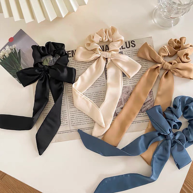Buộc tóc nơ scrunchies nơ lụa đáng yêu nữ tính - Y071