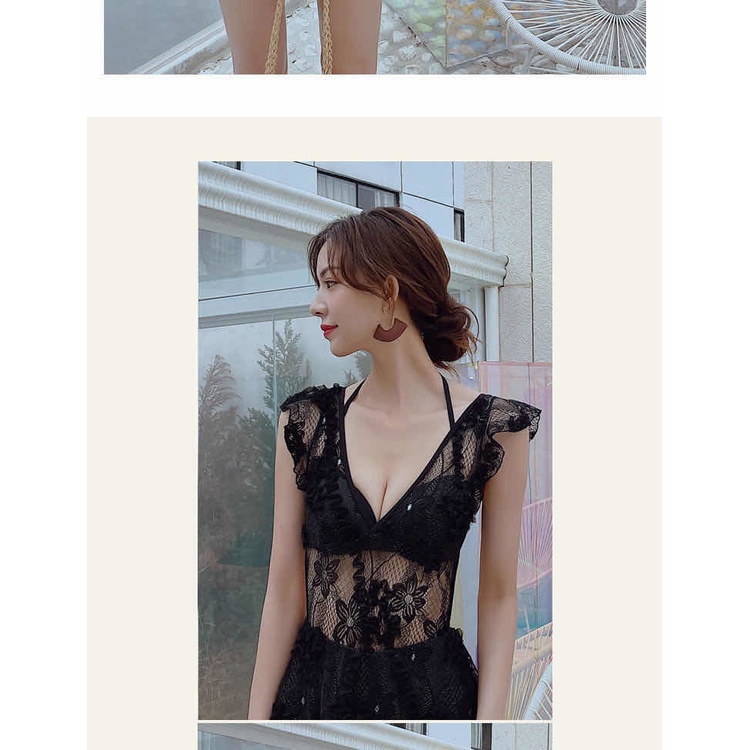 Bộ Đồ Bơi Một Mảnh Phối Ren Phong Cách Pháp Quyến Rũ Cho Nữ