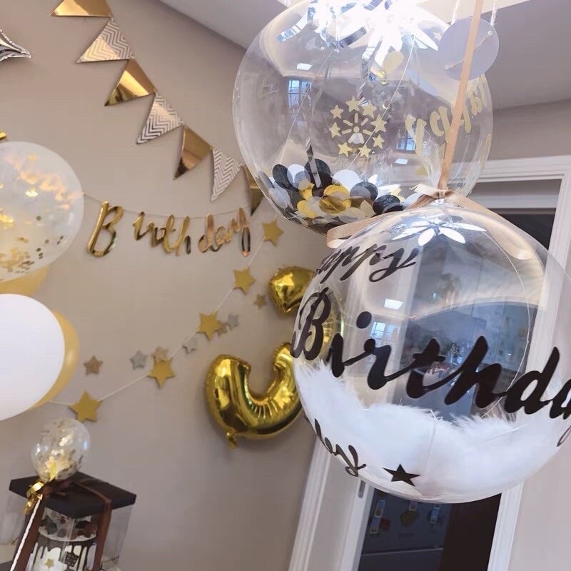 Bóng jumbo trong suốt-kèm decal hoạ tiết HPBD-không kèm đế-không kèm bóng nhỏ