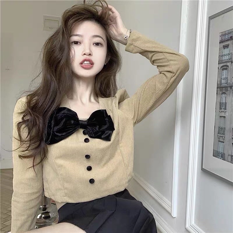 [FREESHIP - HÀNG LOẠI 1] ÁO NHUNG TĂM NƠ NHUNG CÚC BỌC SIÊU XINH