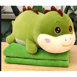 Gối mền khủng long funy, chăn gối văn phòng, gối kèm mền 2in1 quà tặng