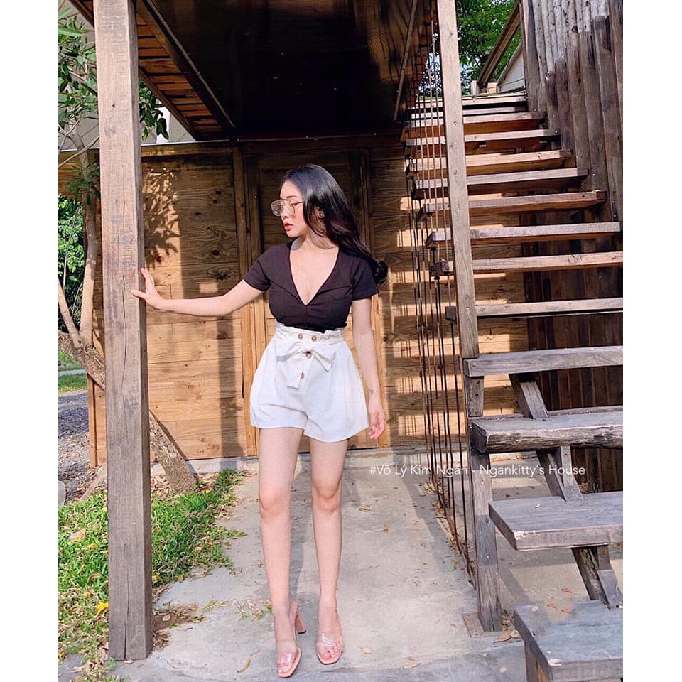QUẦN SHORT KAKI NƠ XẾP CÚC