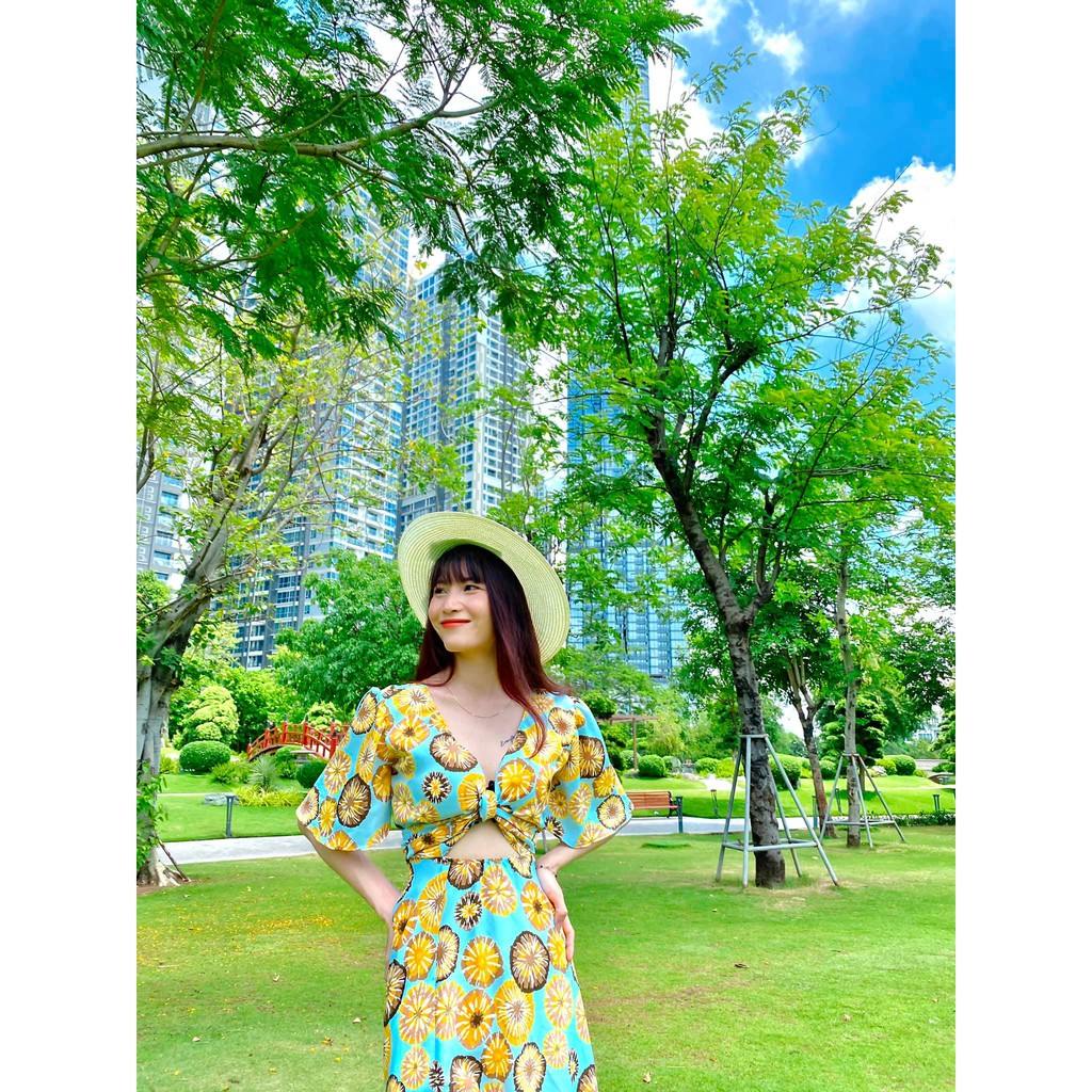 Đồ Đi Biển Gia Đình_Set Gia Đình Du Lịch_Vải Mango Họa Tiết Tươi Trẻ_Fullsize 7-100kgs