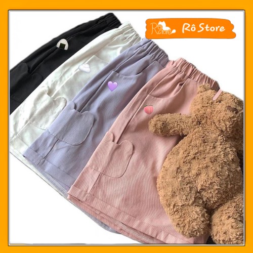Quần Short  Đùi Nữ Ống Rộng UNISEX  TÚI Gấu CUTE Nhiều Màu Pastel Siêu Ngọt - Form Ulzzang QS06