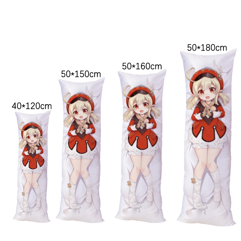 【Ready Stock】Genshin Impact long Body Pillow Cover Peach Skin Pillowcase Double Sided Print girl gift
