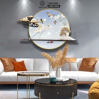 Tranh sắt treo tường nghệ thuật lá vàng SENCOM đồ vật decor trang trí nhà cửa