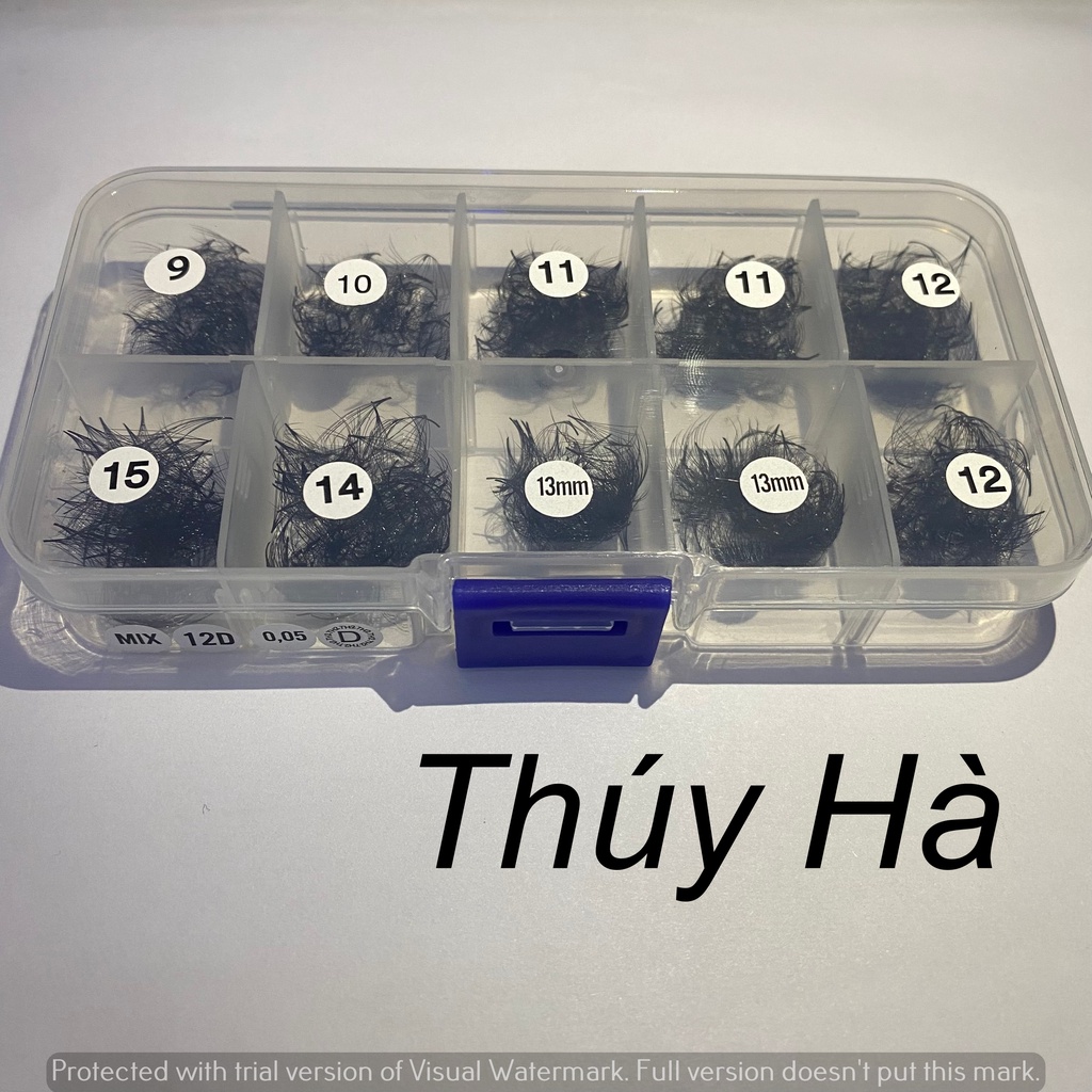 Mi FAN 12D MIX SIZE (9-15) mm CONG C -CC- D 005 HỘP (1000fan)_dụng cụ nối mi_THÚY HÀ