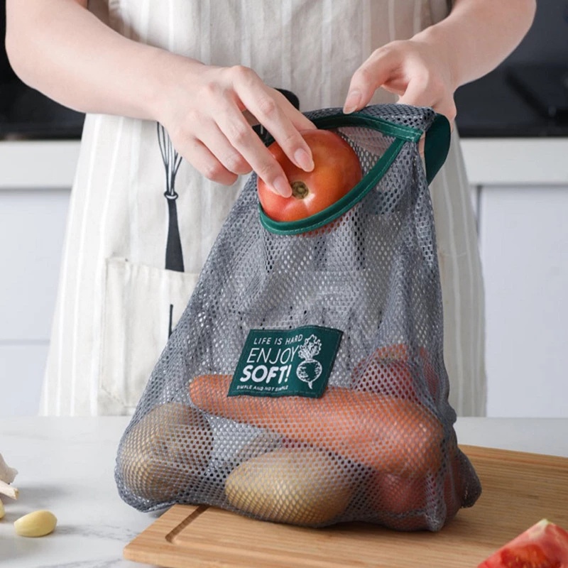 Túi lưới đựng hành tỏi rau củ quả đồ khô treo tường chống ẩm mốc tiện ích nhà bếp