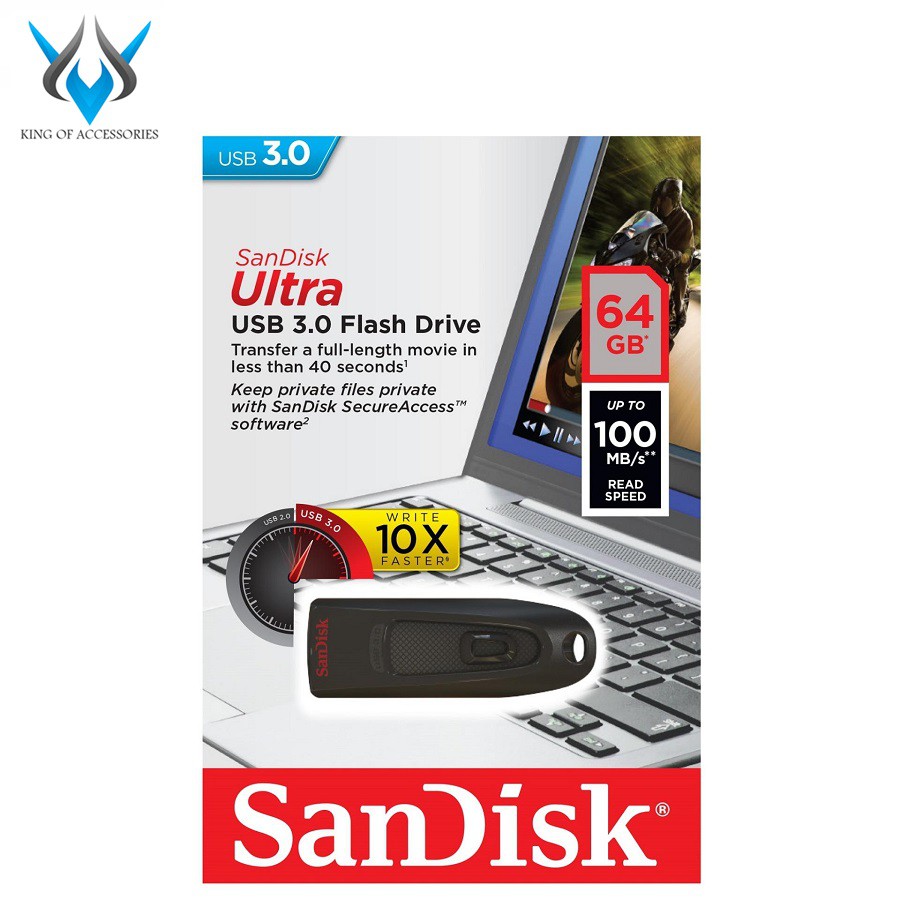 USB 3.0 SanDisk Ultra CZ48 64GB 100MB/s (Đen)