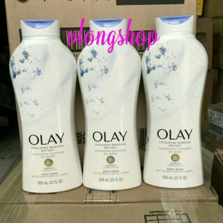 (Mẫu mới)Sữa Tắm Muối Biển Tẩy Tế Bào Chết Và Dưỡng Ẩm Olay Daily Exfoliating With Sea Salts (650ml) xuất xứ Mỹ.