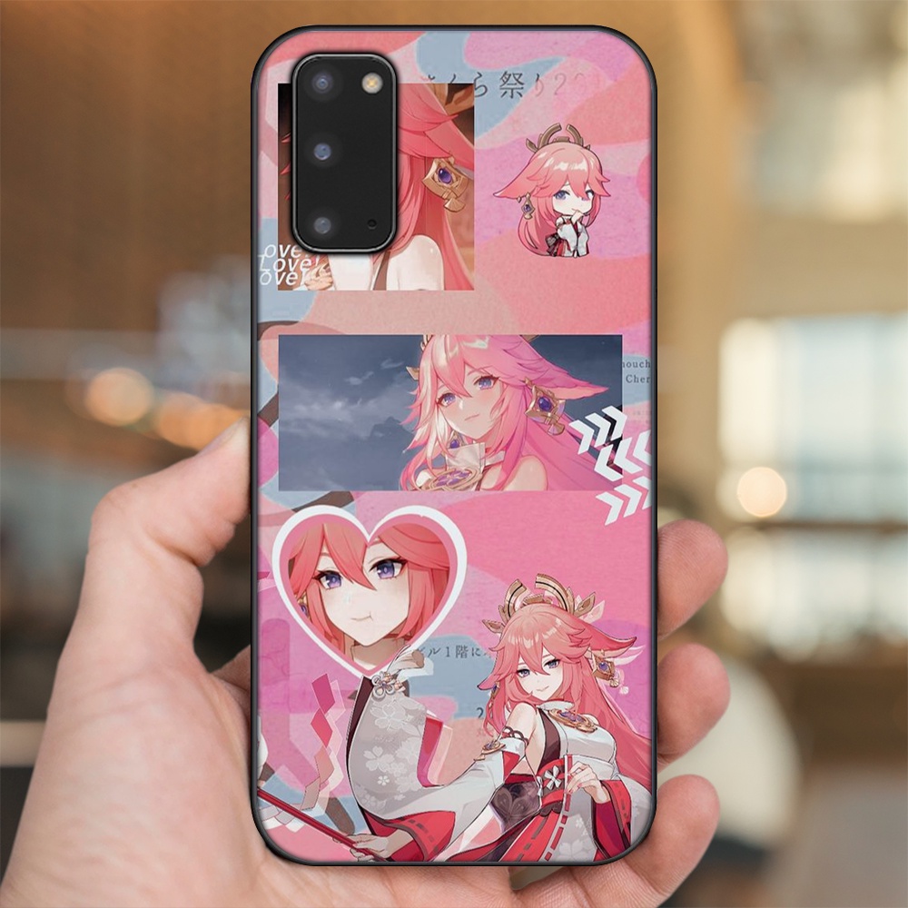 Ốp lưng Samsung S20 viền đen in hình Yae Miko Genshin Impact