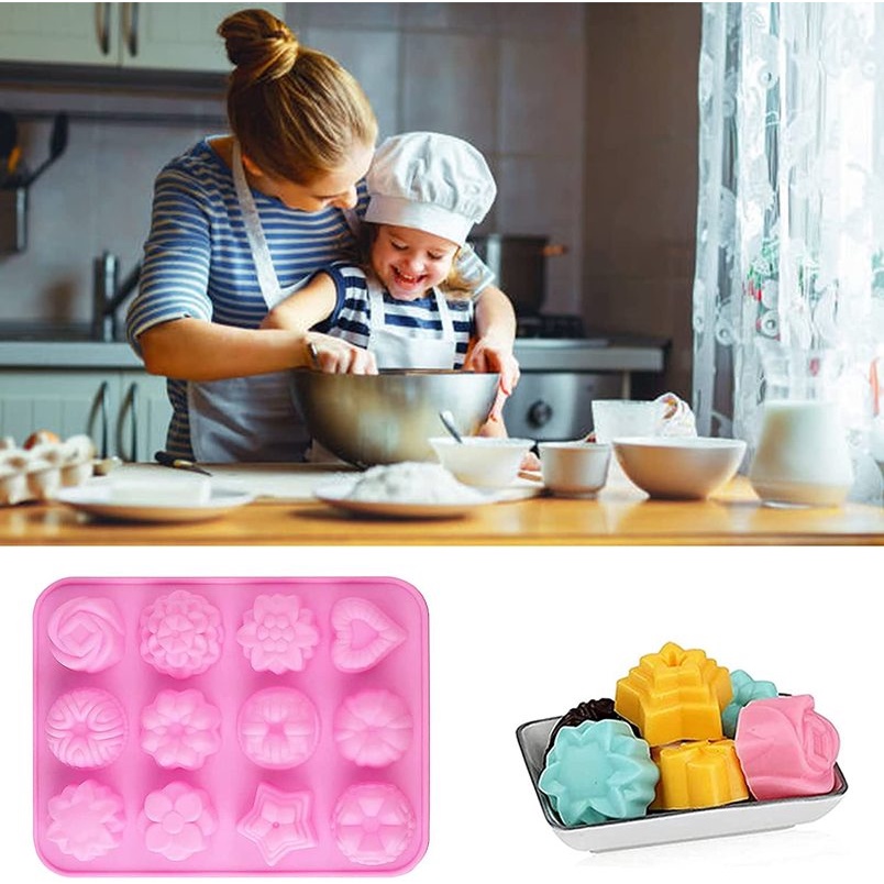 Khuôn silicon hình hoa chống dính làm bánh kẹo/socola tiện lợi