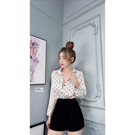 Áo sơmi lụa chữ BB