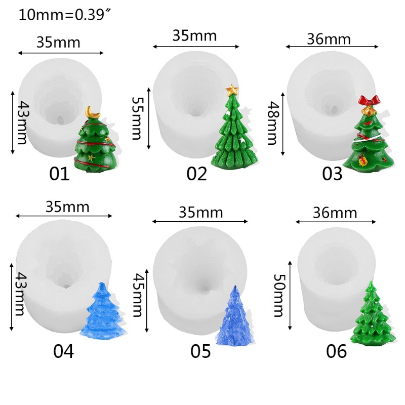 Khuôn silicone làm bánh nến hình cây thông giáng sinh 3D