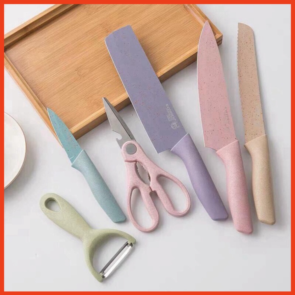 Bộ dao kéo  lúa mạch cao cấp 6 món chi tiết chuyên dụng cho căn bếp