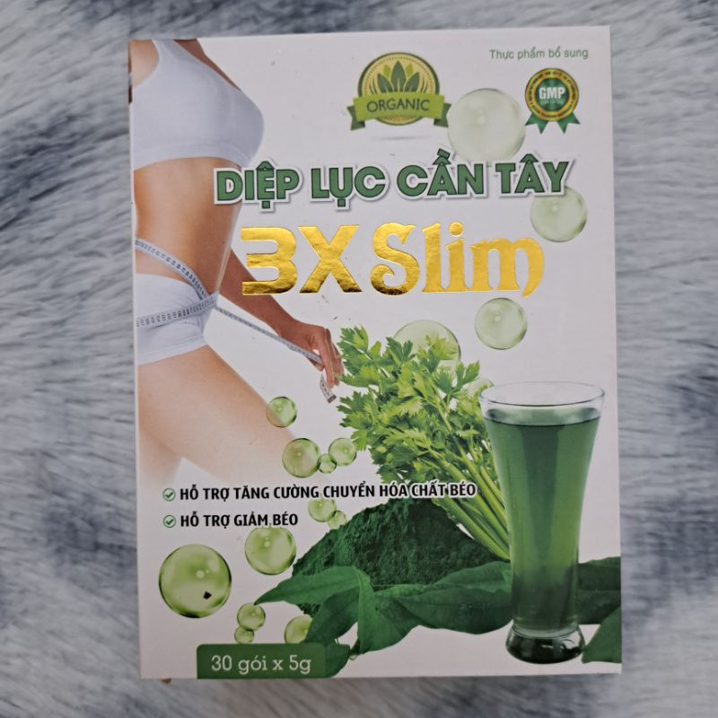DIỆP LỤC CẦN TÂY 3X SLIM - Hỗ trợ giảm béo, mờ tàn nhang, da săn chắc_Hộp 30 gói