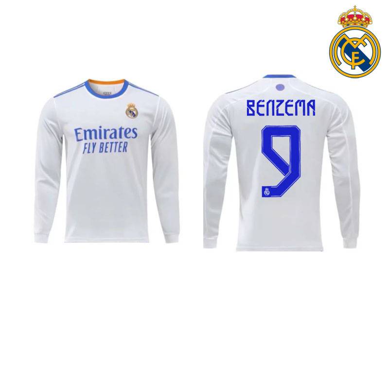 2021-2022 Real Madrid Fc. Áo Bóng Đá Dài Tay Hazard Benzema Modric Plus Size Unis