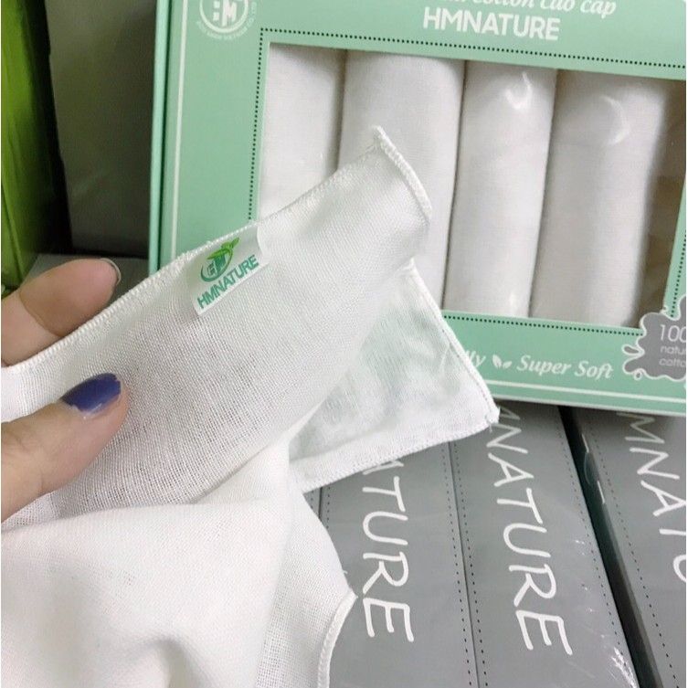 [Hàng chính hãng] Khăn sữa, Khăn xô cho em bé, Khăn sữa cotton cao cấp  HMNATURE- Hộp 6 chiếc