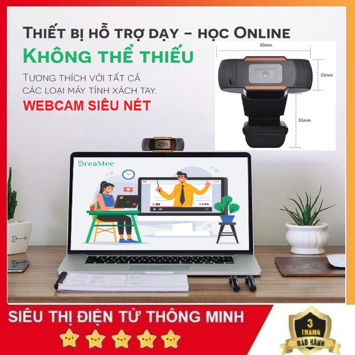 Webcam Học Online Qua Zoom, Cho Máy tính , Laptop Tích Hợp Míc , Hỗ Trợ Họp Trực Tuyến - Để Bàn