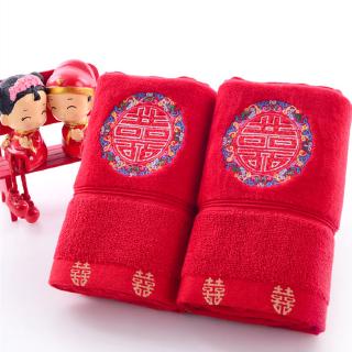 Khăn tắm cotton màu đỏ trang trí lễ hội đám cưới