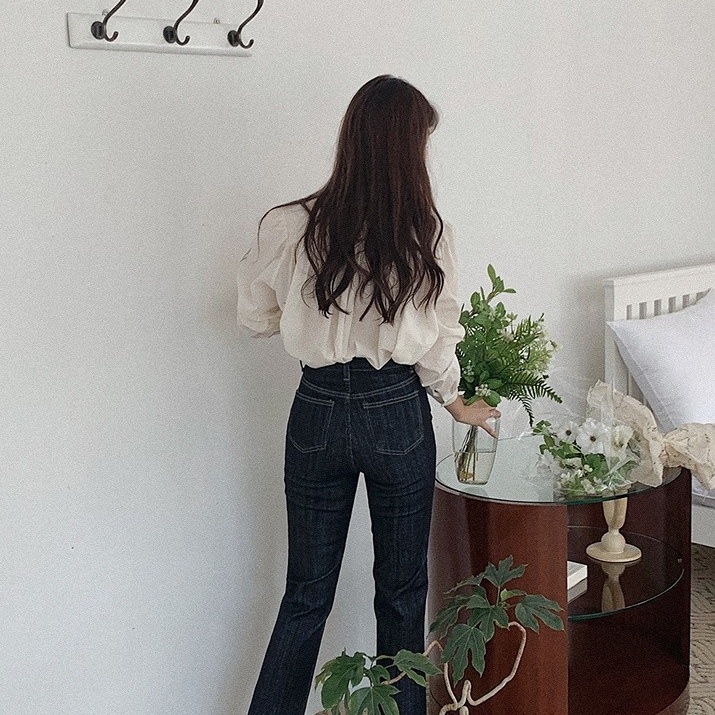 SUXI Áo Sơ Mi Tay Dài Màu Sắc Đơn Giản Phong Cách Vintage Hàn Quốc