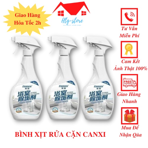 Nước xịt tẩy rửa cặn canxi  trên inox , vòi nước và kính sáng bóng cho nhà tắm siêu sạch an toàn.