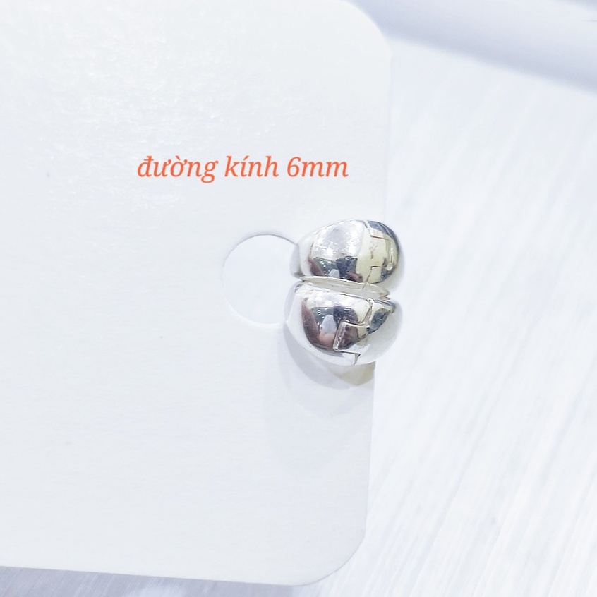 Khuyên tai bạc ta Khuyên tròn trơn bấm 6-7mm đeo vành tai lỗ Helix cá tính
