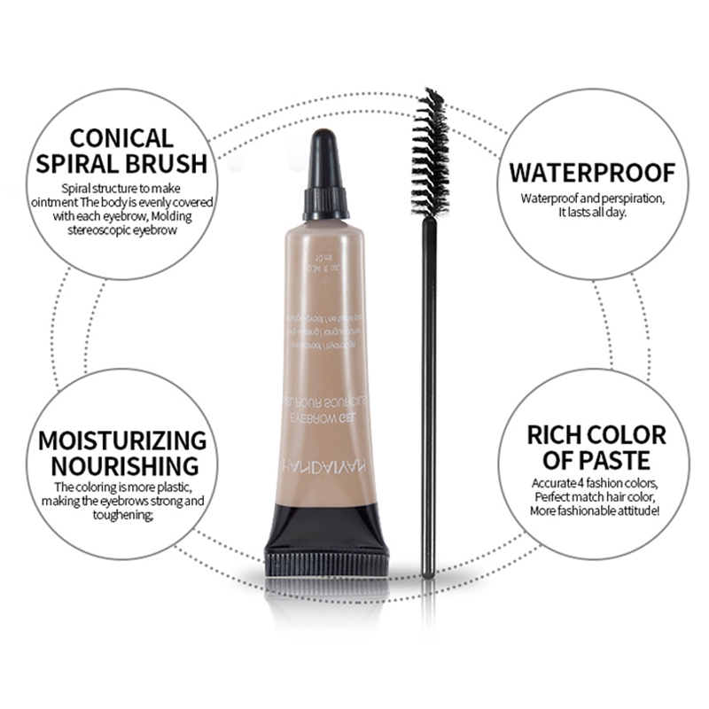 [Hàng mới về] Gel nhuộm lông mày HANDAIYAN 10ml trang điểm chống thấm nước kèm cọ chuốt lông mày dành cho bạn nữ