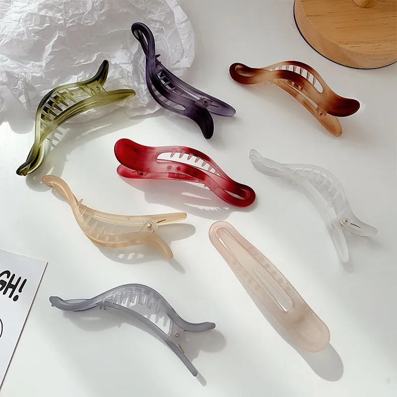 Kẹp Tóc Đuôi Ngựa Acrylic Nhám Màu Gradient Đơn Giản Thời Trang Cho Nữ