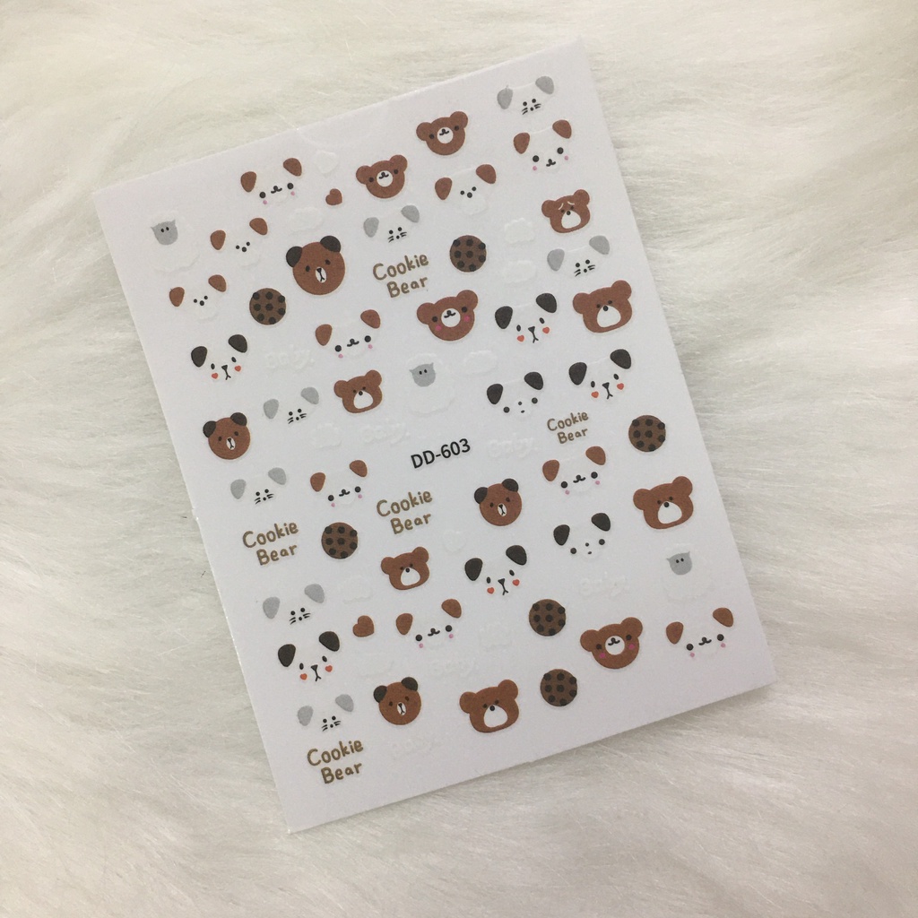 Sticker nail gấu Moschino trang trí móng tay, decal dán móng tay gấu moschino