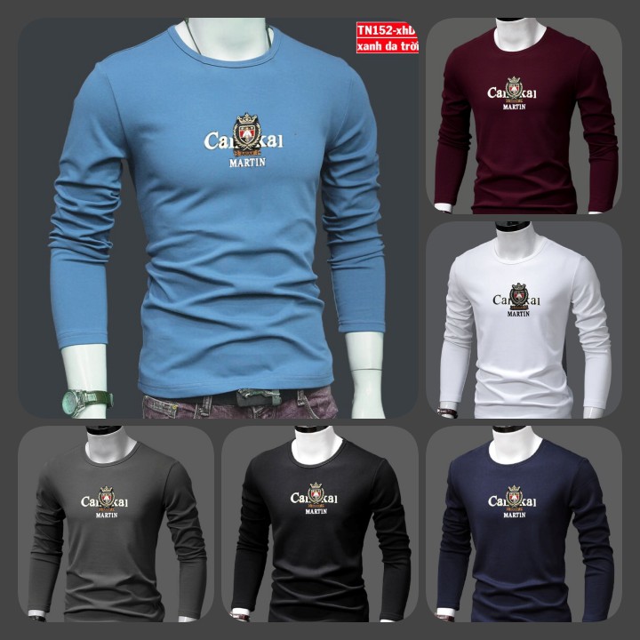 Áo phông nam tay dài TN152 logo khiên vải sợi tre tổng hợp đẹp phù hợp mọi lứa tuổi