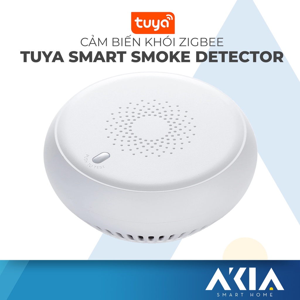 Cảm biến khói Tuya AKIA Zigbee, thiết bị báo cháy sensor Photoelectric cực nhạy, kết nối app Smart Life