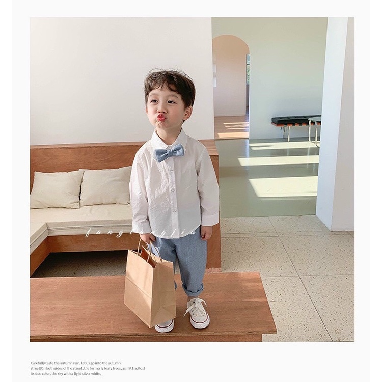 Set áo sơ mi dài tay kèm quần và áo ghile cho bé trai🐶Set vest cho bé