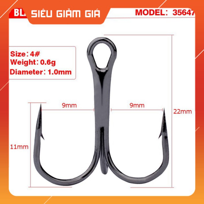 [Combo] [Combo] Combo 10 Lưỡi  Câu 3 Tiêu có ngạnh Thép không rỉ gắn mồi giả, câu lure lưỡi ba tiêu [Giá rẻ] [Giá rẻ]