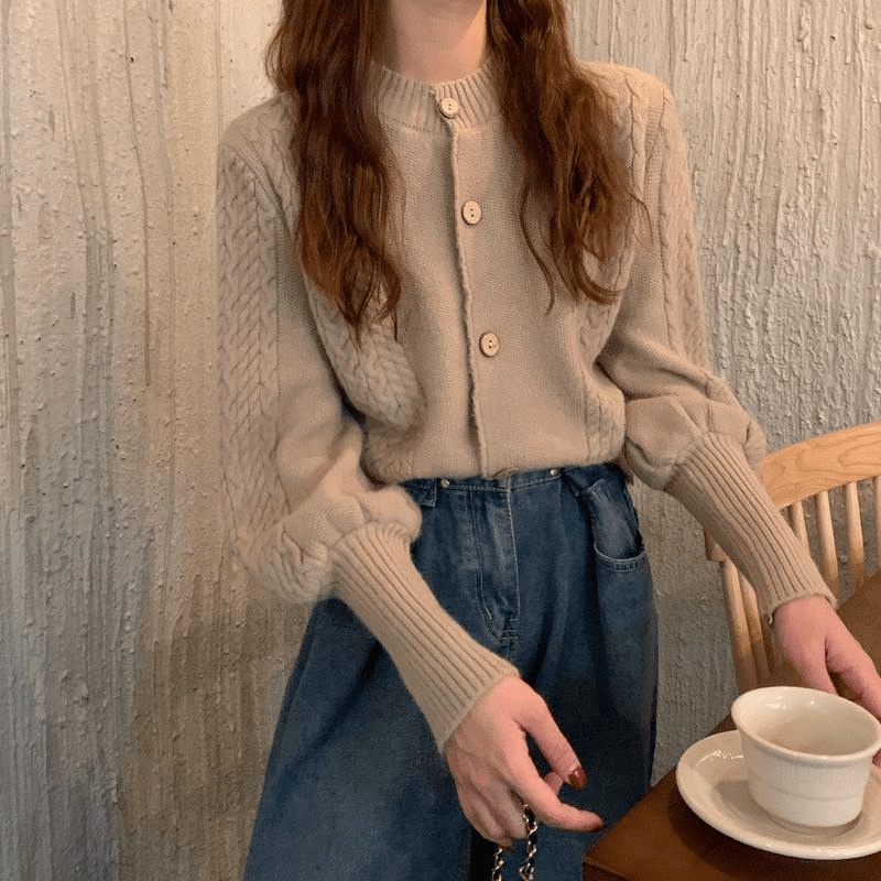Áo len nữ phong cách Hàn Quốc đẹp, Thiết kế đường khâu màu tương phản áo len cardigan của phụ nữ 2022 mùa thu và mùa đôn