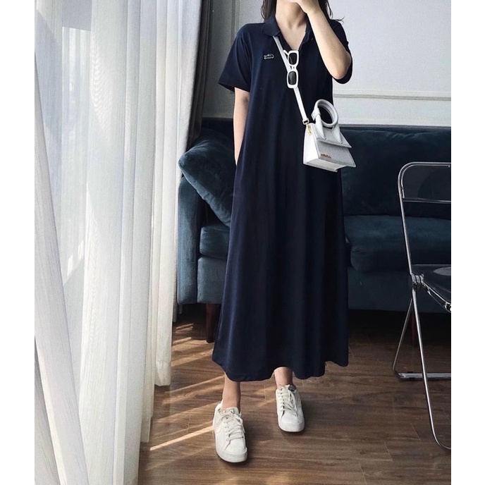 VÁY POLO CÁ XẤU XANH THAN FROM RỘNG