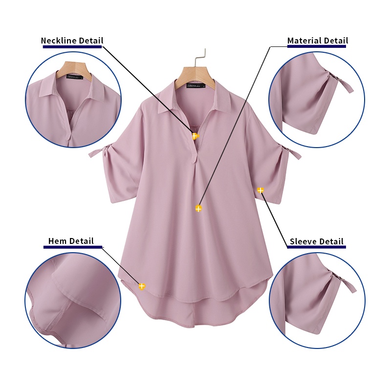 Zanzea Áo Nữ Tay Lửng Cổ Chữ V Thời Trang Thanh Lịch