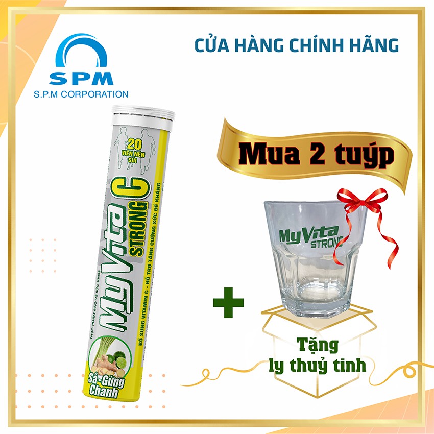 Viên sủi MyVita Strong C (Sả - Gừng – Chanh) 20 viên/tuýp - Bổ sung Vitamin C - Tăng cường đề kháng