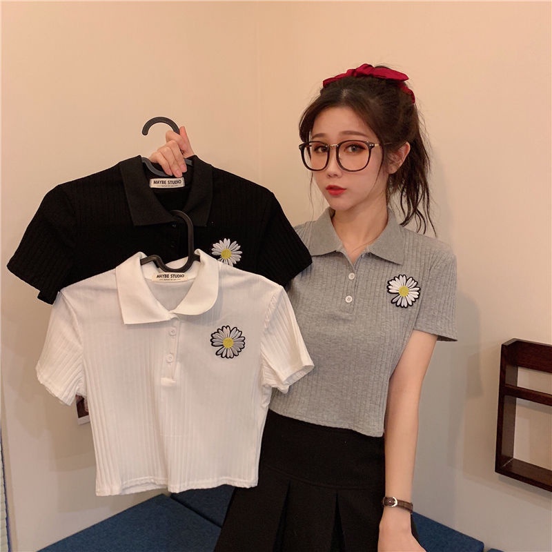 ❤️❤️áo polo Dệt Kim Ngắn Tay Thêu Họa Tiết Thời Trang Mùa Hè Hàn Quốc Cho Nữ | BigBuy360 - bigbuy360.vn