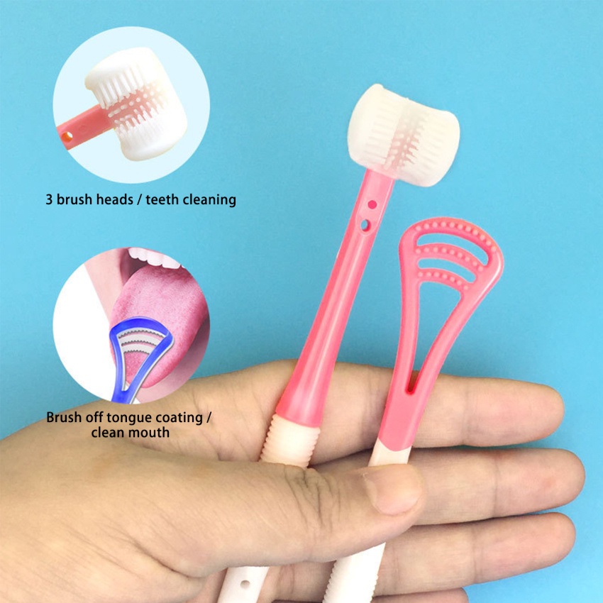 Bàn chải đánh răng ba mặt bằng silicon siêu mịn làm sạch lưỡi 3D cho bé sơ sinh