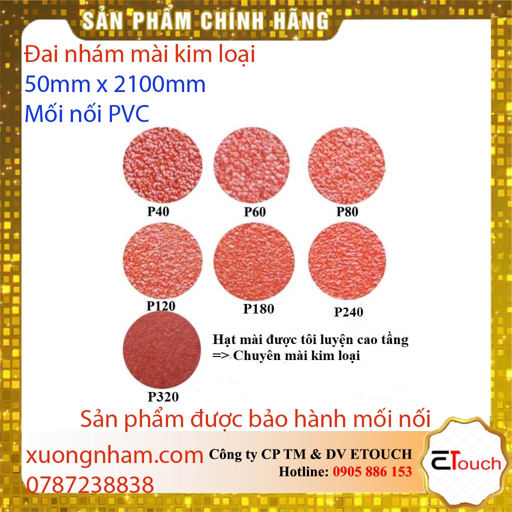 Nhám vòng 50mm x 2100mm, đai nhám vòng mài kim loại, cao su, gỗ, mối nối PVC có bảo hành