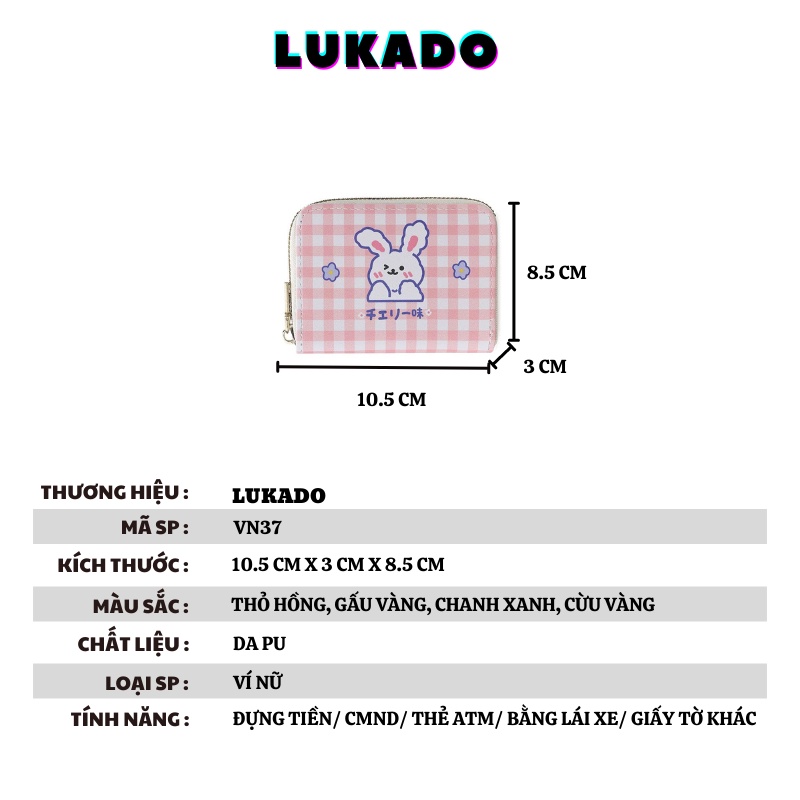 Ví nữ nhỏ mini bỏ túi dễ thương nhiều ngăn giá rẻ thời trang Hàn Quốc cao cấp đẹp cute LUKADO VN37