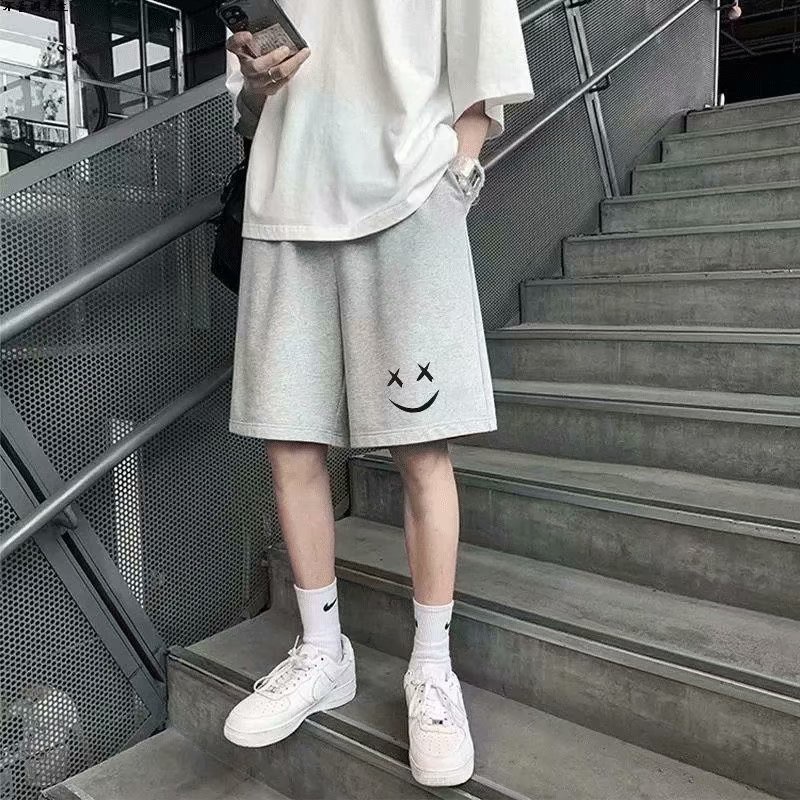 Quần Short Nam In Hình Mặt Cười Thời Trang Hàn Quốc bigsize quần đùi rộng quần đùi lưng cao quần short quần thể thao nam ngắn