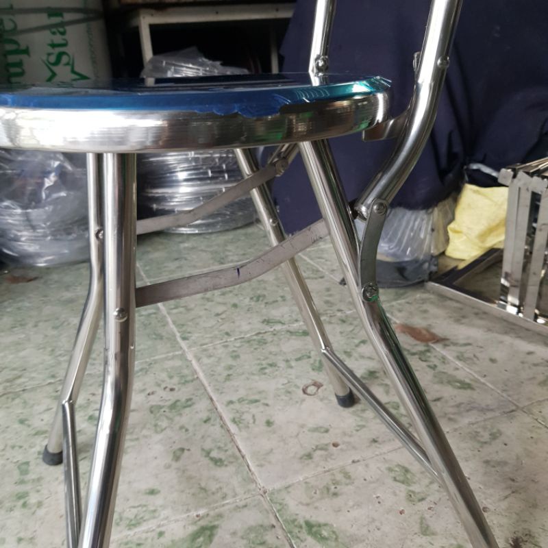 Ghế xếp inox có lưng tựa cao lên mặt 30cm và 50cm