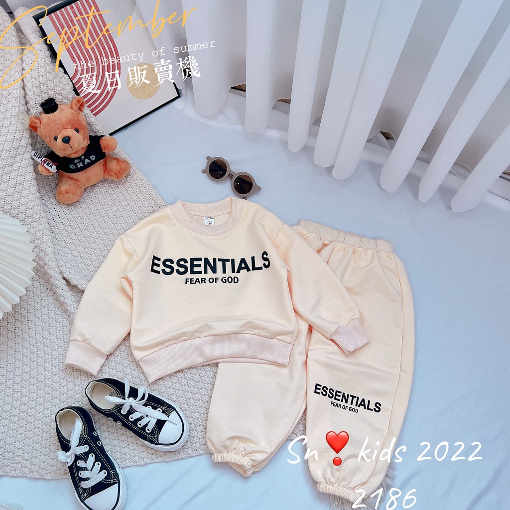 Quần áo thu đông bé trai, bé gái, bộ quần áo da cá họa tiết ESSENT 4 siêu đỉnh cho bé