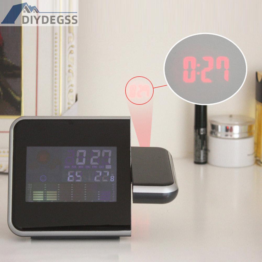 Diydegss2 LED Display Digital Projection Clock Thermometer Hygrometer Desk Calendar